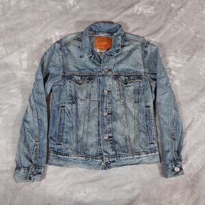 Levis Type 3 Denim Trucker Jacket Mens Small Faded Small Short Fit Wash Blue